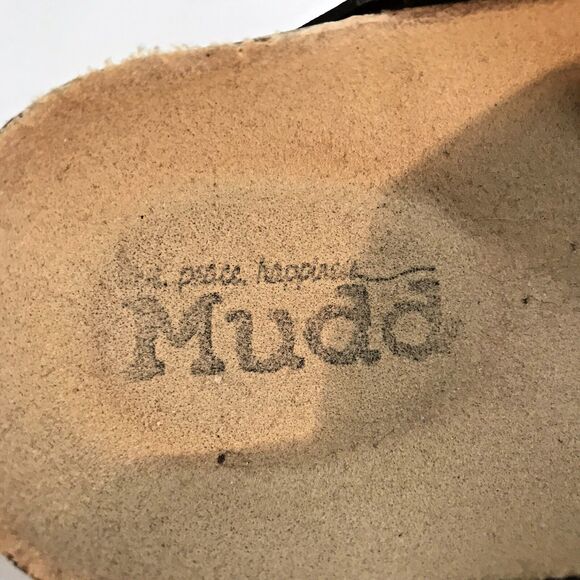 Mudd Cow Suede Cork Footbed Sandals Women's 8 Black Adjustable Buckle Thongs - Picture 11 of 11